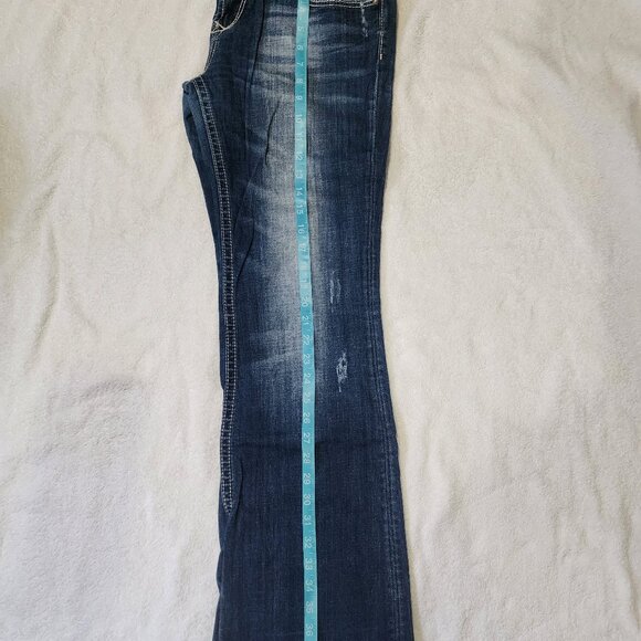 Women's Rerock EXPRESS Barely Boot Y2K Flare Western Low Rise Jeans NWOT Sz 12R - Picture 8 of 13